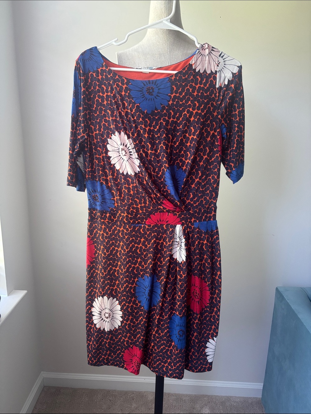 Boden Midi Dress Womens 10 Petite Floral Twist-Waist Cocktail Office